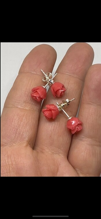 Diğer 925 ayar pembe gül küpe.