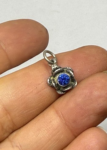 925 ayar mavi taşlı kolye ucu - Görsel 2