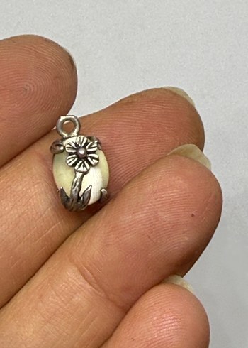 925 ayar kedi gözü vintage kolye Ucu - Görsel 3