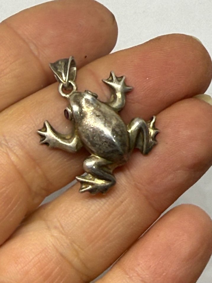 925 ayar kurbağa figürlü kolye ucu - Görsel 4