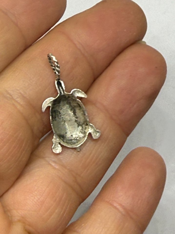 925 ayar Kaplumbağa Figürlü Kolye Ucu - Görsel 2