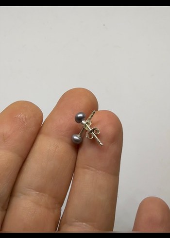 Beden gri Renk 925 ayar gümüş Orjinal inci küpe