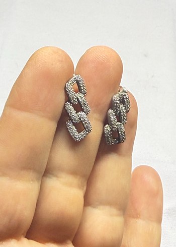 Beden gri Renk 925 ayar pırlanta işçiliğ taşlı küpe