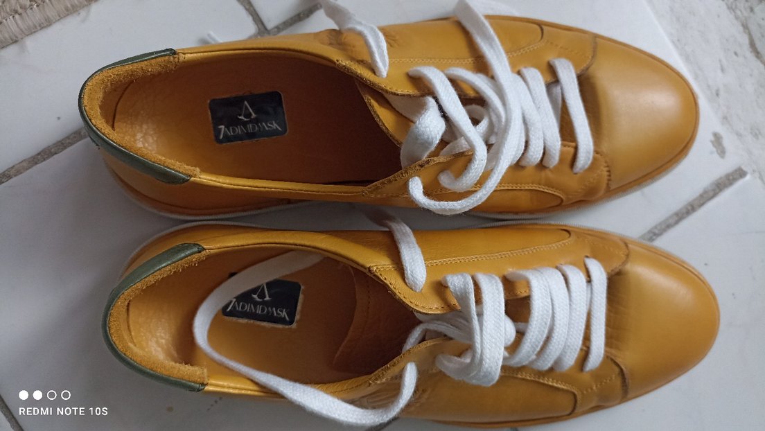Sarı Parlak Erkek Spor Ayakkabı hakiki deri - Görsel 3