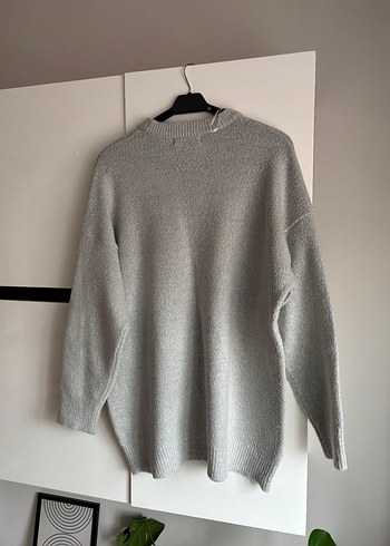 Bershka Gri Kadın Triko Bisiklet Yaka Kazak