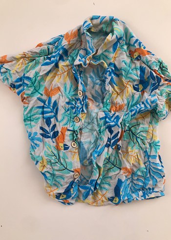 Renkli Batik Desenli Keten Gömlek - Görsel 2