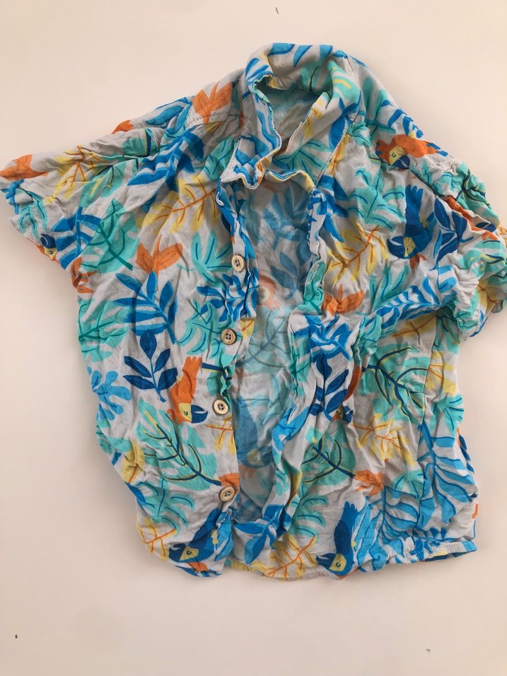 Renkli Batik Desenli Keten Gömlek - Görsel 2