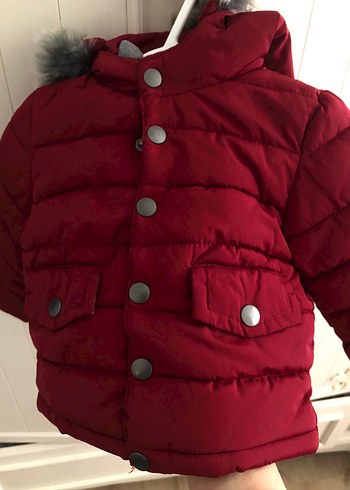 Koyu Kırmızı Erkek Çocuk Düğmeli Mont - Görsel 3