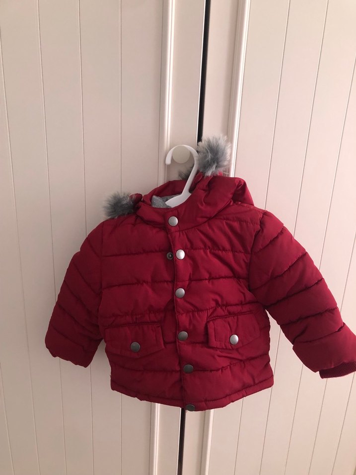 Koyu Kırmızı Erkek Çocuk Düğmeli Mont - Görsel 2