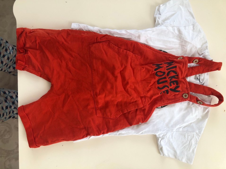 Kırmızı Keten Erkek Çocuk Askılı Tulum - Görsel 5