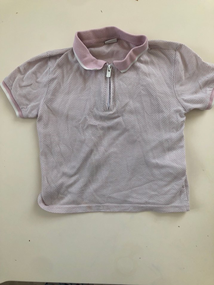 Erkek Çocuk Fermuarlı Pembe Polo Tişört - Görsel 2