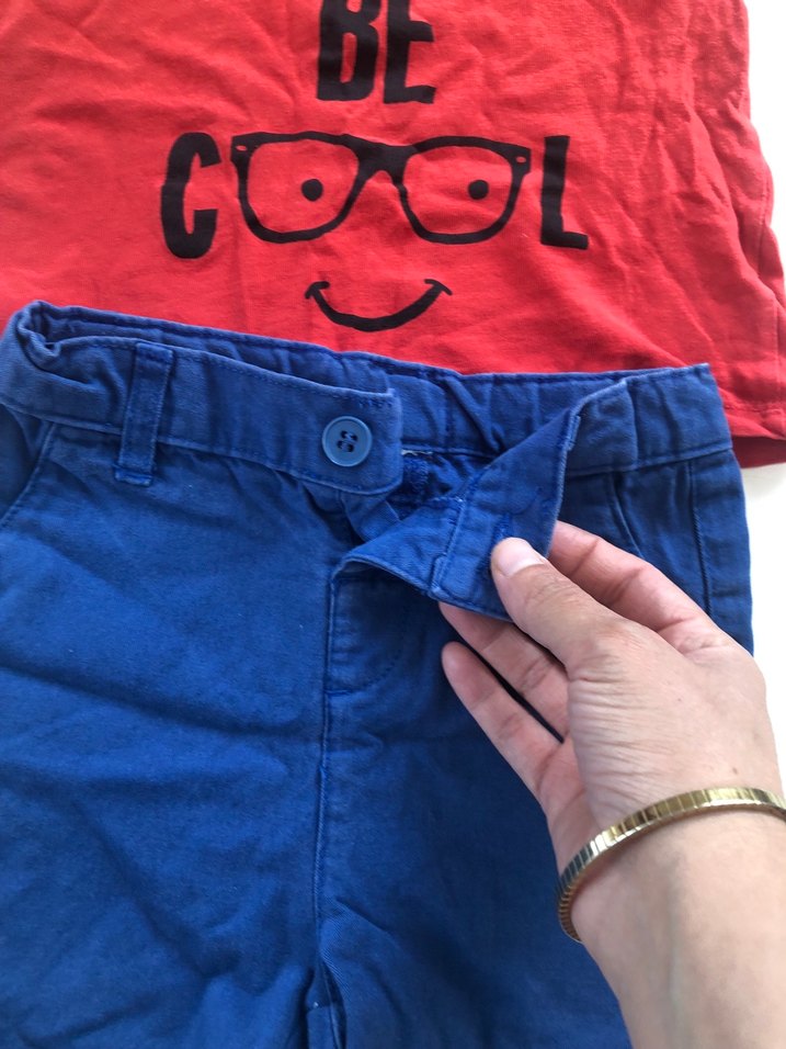 Erkek Kırmızı Baskılı Kısa Kollu Tişört-lacivert şort - Görsel 4