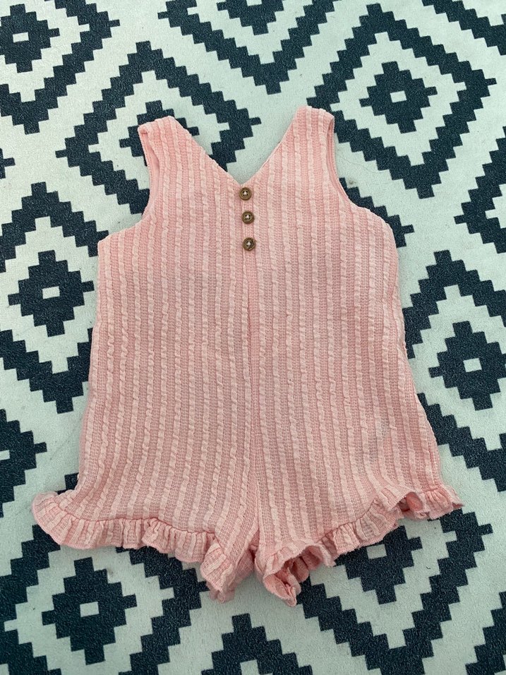 LCW Baby Pembe Fırfırlı Kolsuz Bebek Tulum - Görsel 2