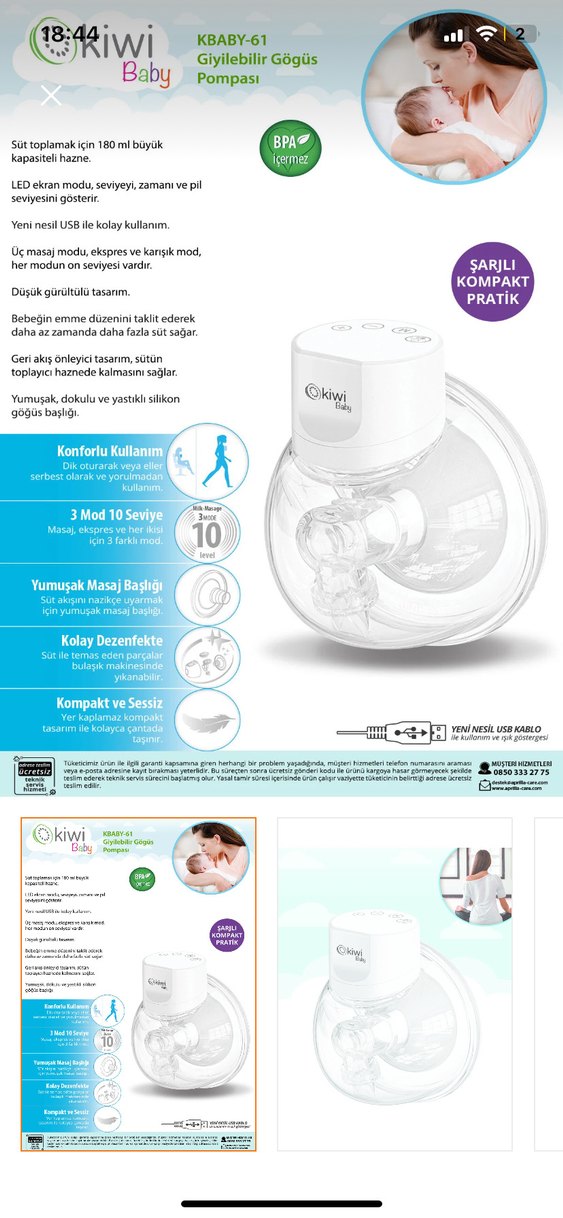 Beyaz Okiwi Göğüs Pompası - Görsel 2