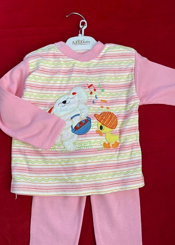 Renkli Baskılı Örgü Bebek Kız Takımı - Görsel 3