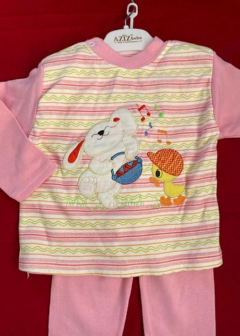 Renkli Baskılı Örgü Bebek Kız Takımı - Görsel 4