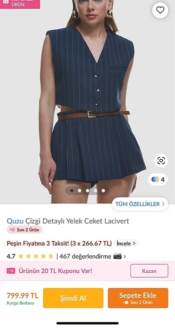 Çizgili yelek ceket