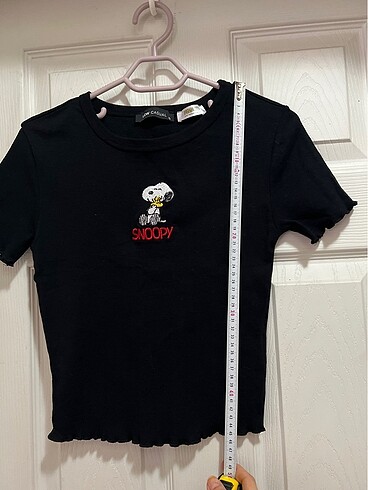 xs Beden siyah Renk Snoopy peanuts bluz