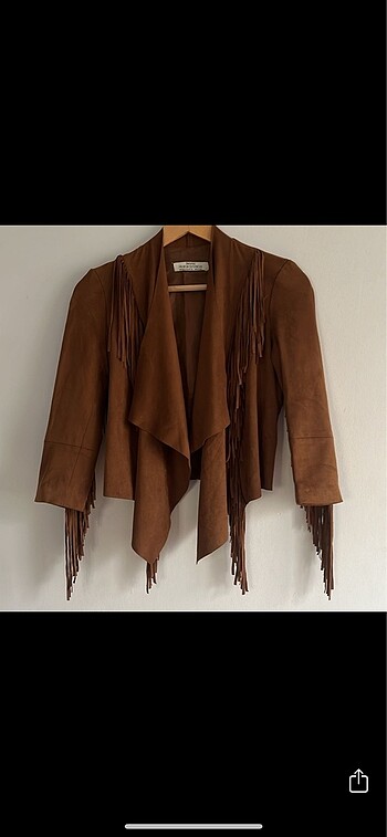 Bershka püsküllü crop kovboy ceket