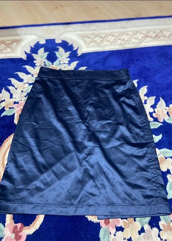 Afrodit Sik Lacivert Saten Mini Etek
