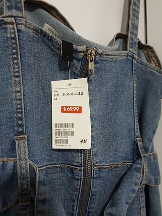 42 Beden mavi Renk H&m kot elbise