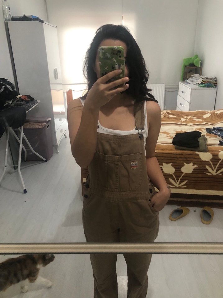 Kahverengi Kadın Askılı Uzun Tulum - Görsel 2