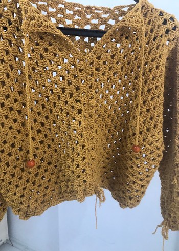 Sarı Örgü Bohem Kadın Kazak - Görsel 3