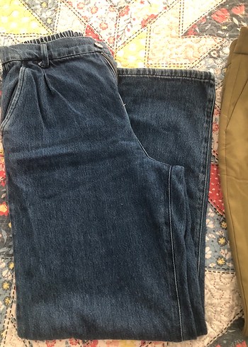 Kadın Haki Kuşaklı Geniş Kesim Kumaş Pantolon - Görsel 3