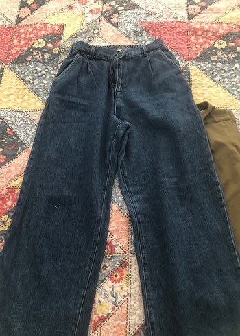 Kadın Haki Kuşaklı Geniş Kesim Kumaş Pantolon - Görsel 4