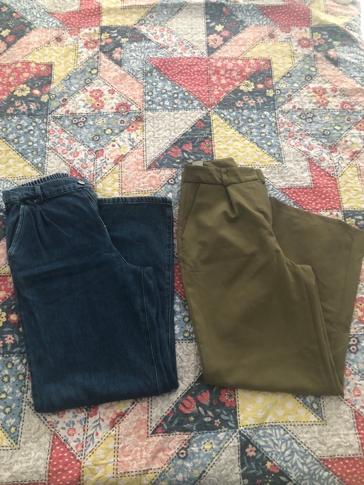 Kadın Haki Kuşaklı Geniş Kesim Kumaş Pantolon - Görsel 2