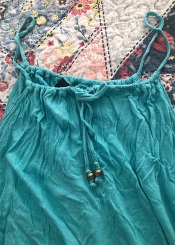 Turkuaz Bohem Kısa Tulum - Görsel 2