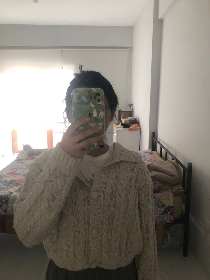 Bej Triko Bohem Kadın Hırka - Görsel 4