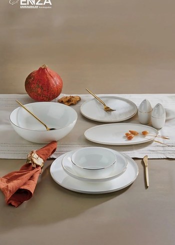 Enza Slim Porselen Yemek Takımı 28 Parça 6 Kişilik Platin