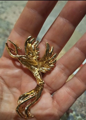 Beden Payetli Pembe Kanatlı Kuş Broş yaka iğnesi