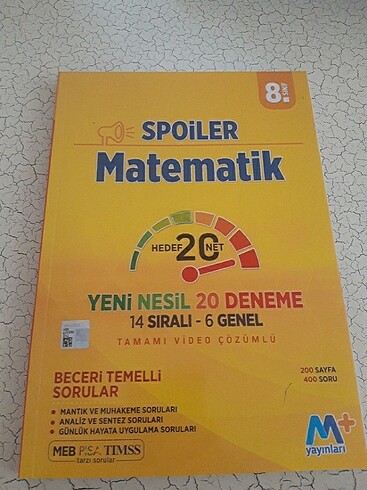 Martı Yayınları Spoiler matematik 8.sınıf 20 deneme