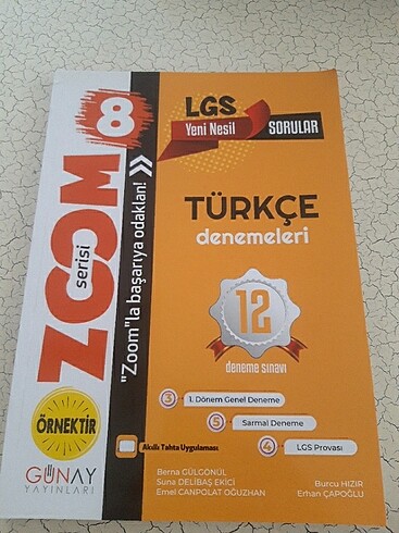 Günay Yayınları Zoom serisi 8.sınıf LGS Türkçe Deneme