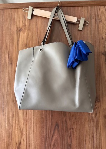 Gri Saks Fularlı Çanta - Görsel 6