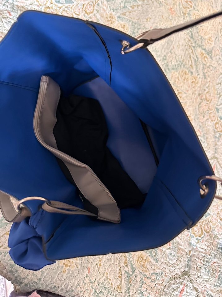 Gri Saks Fularlı Çanta - Görsel 5