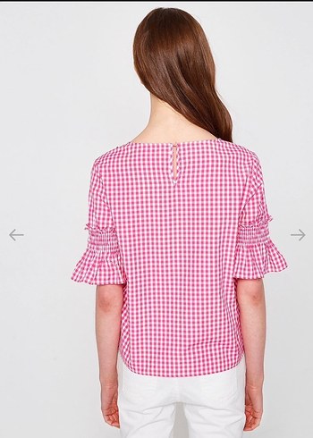 Pembe Nakışlı Kısa Kollu Kadın Bluz - Görsel 6