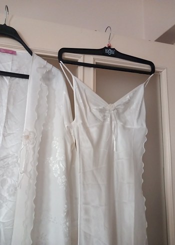 Uzun Beyaz Bohem Kadın Sabahlık - Görsel 4