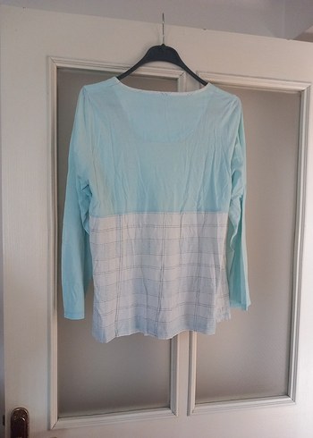 Mavi Hamile Uzun Kollu Pamuklu Tişört - Görsel 3