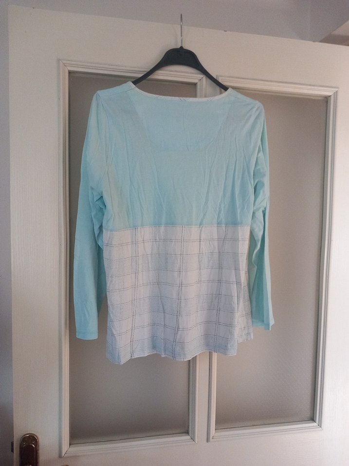 Mavi Hamile Uzun Kollu Pamuklu Tişört - Görsel 3