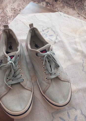45 Beden Erkek Gri Denim Bağcıklı Dolgu Topuk Spor Ayakkabı