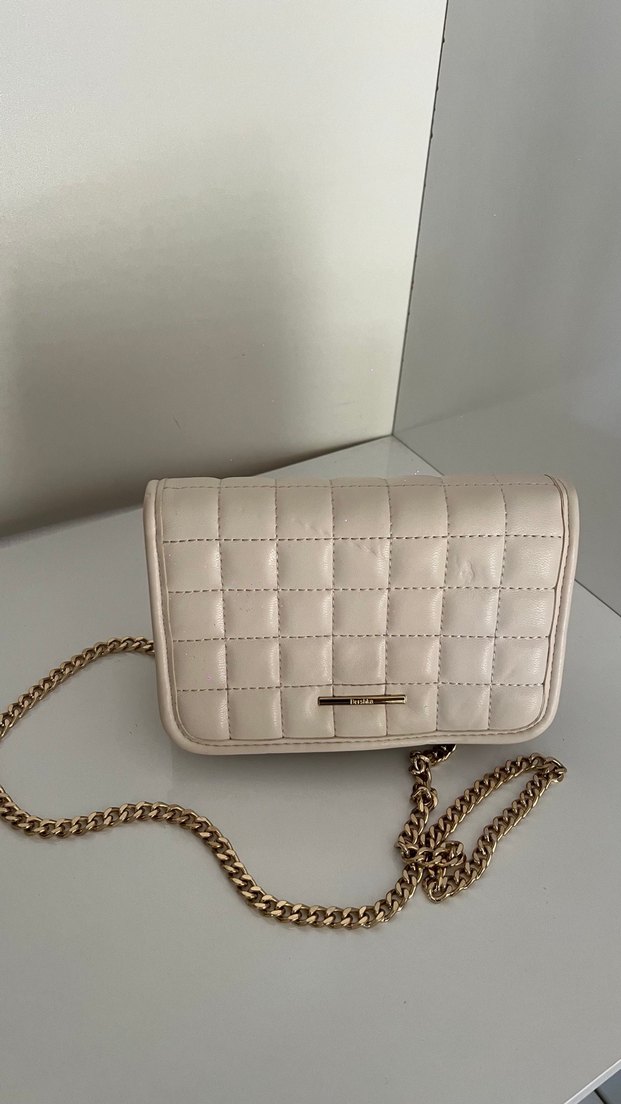 Beyaz Zincir Detaylı Deri Kadın Çanta - Görsel 2