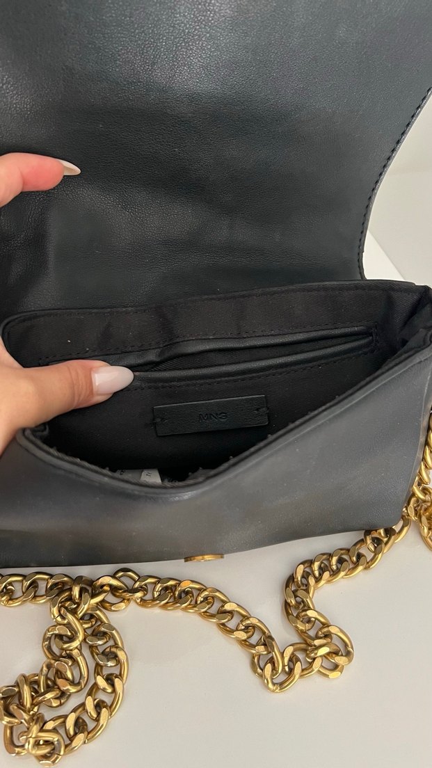 Zincir Detaylı Siyah Deri Kadın Çanta - Görsel 2