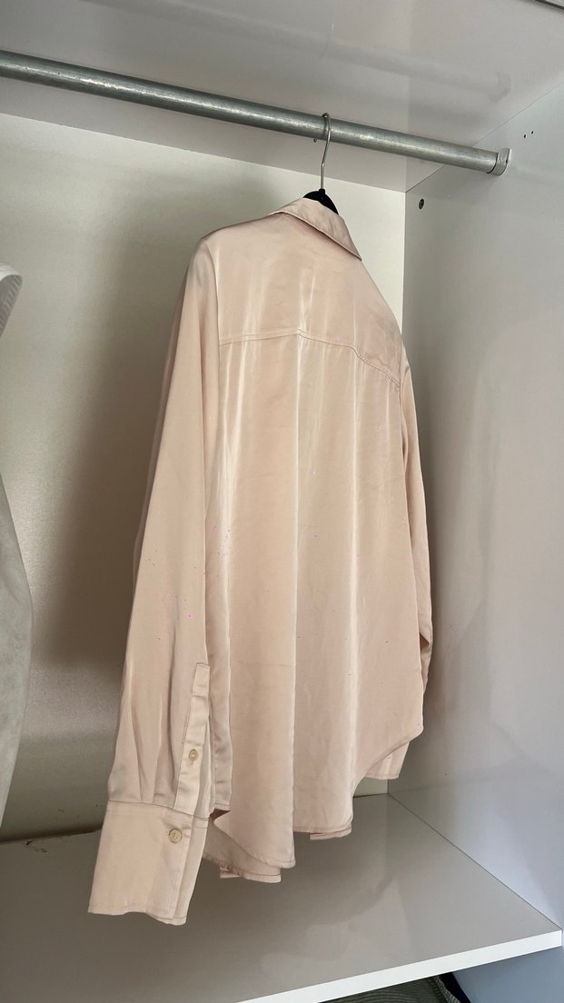 Bej Kadın Saten Gömlek - Görsel 5