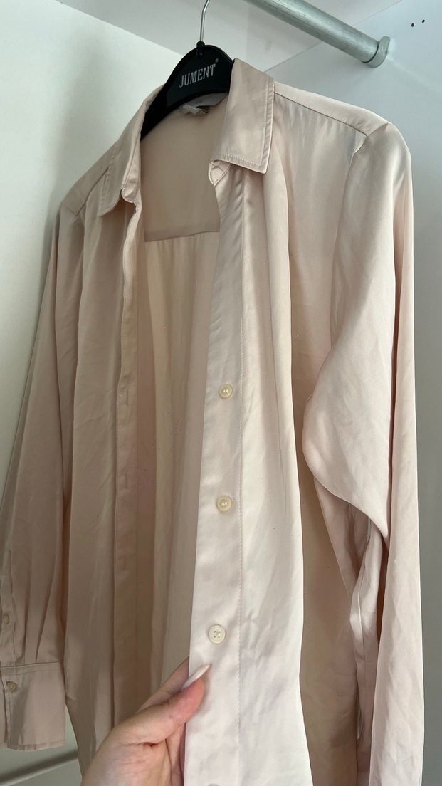 Bej Kadın Saten Gömlek - Görsel 2