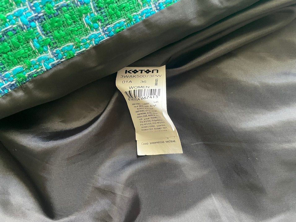 Düğmeli Mini Yeşil Kareli Kadın Ceket - Görsel 3