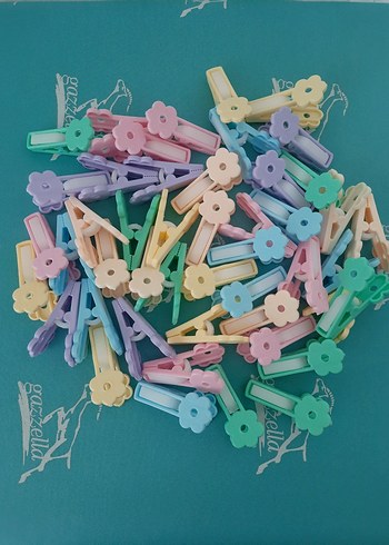 Beden Renk Pastel Renkli Elastik Çiçek Desenli Mandal Seti