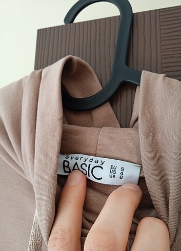 s Beden camel Renk Benin Boğazlı Yaka Cepli Uzun Sweatshirt